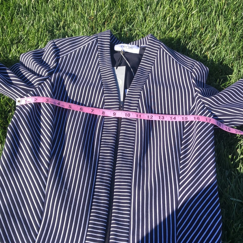 NWT Carlisle Jet Set Navy and White Pin Stripe Jacket - Picture 11 of 14